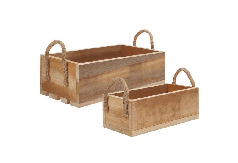 Belle Vous Aufbewahrungsbox Vintage Holzkiste mit Tragegriffen (2er Set) - Ohne Abdeckung (1 St) von Belle Vous