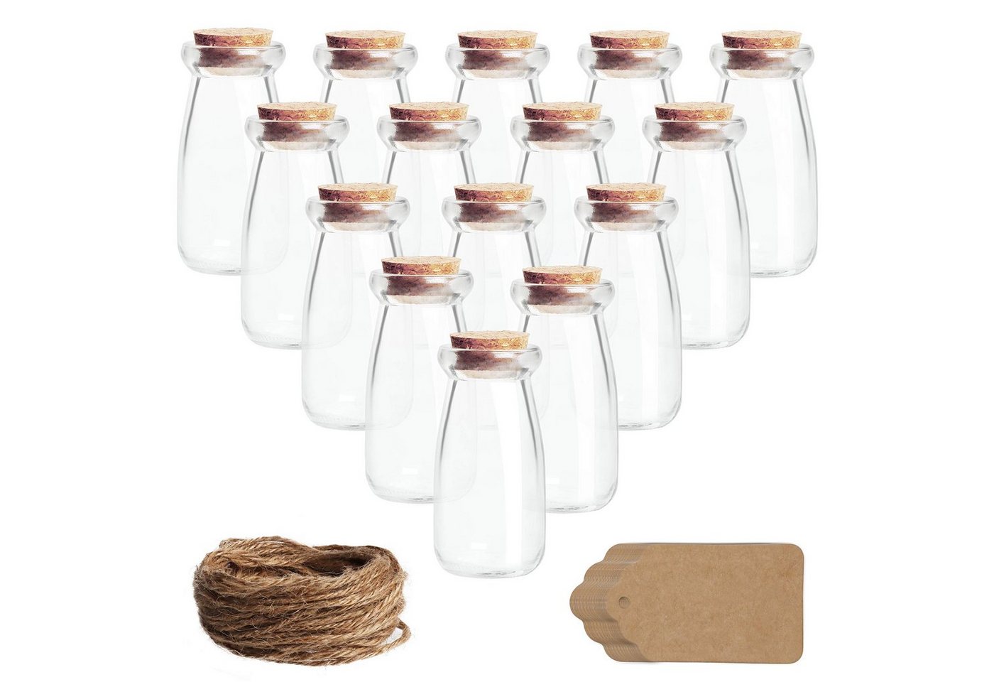 Belle Vous Aufbewahrungsdose 30er Set kleine Glasflaschen mit Korkverschluss - 100 ml, 30er Pack Mini Glasflaschen mit Korken - 100 ml von Belle Vous