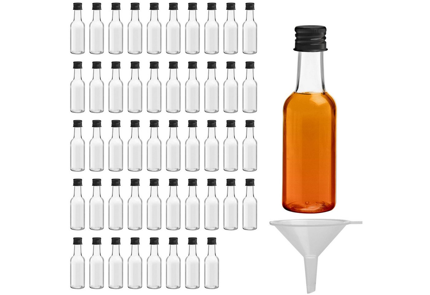 Belle Vous Aufbewahrungsdose 48 Stk. 50ml Mini Fläschchen, wiederverwendbar, schwarz (48 St) von Belle Vous