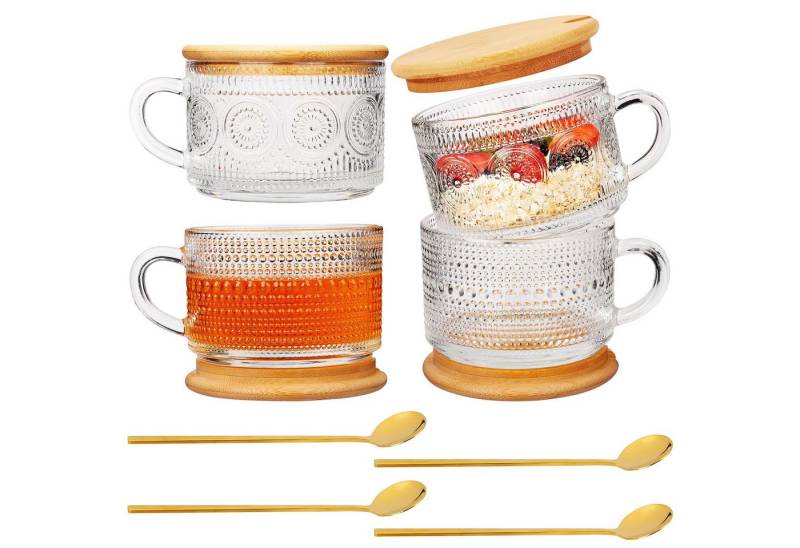 Belle Vous Aufbewahrungssystem Belle Vous 4er Set Transparente Glastassen für Heiße Getränke mit, Glas, (4-tlg) von Belle Vous