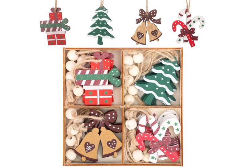 Belle Vous Bastelnaturmaterial Belle Vous Weihnachtsbaumschmuck zum Aufhängen aus Holz (24 Stück) -, (24-tlg) von Belle Vous