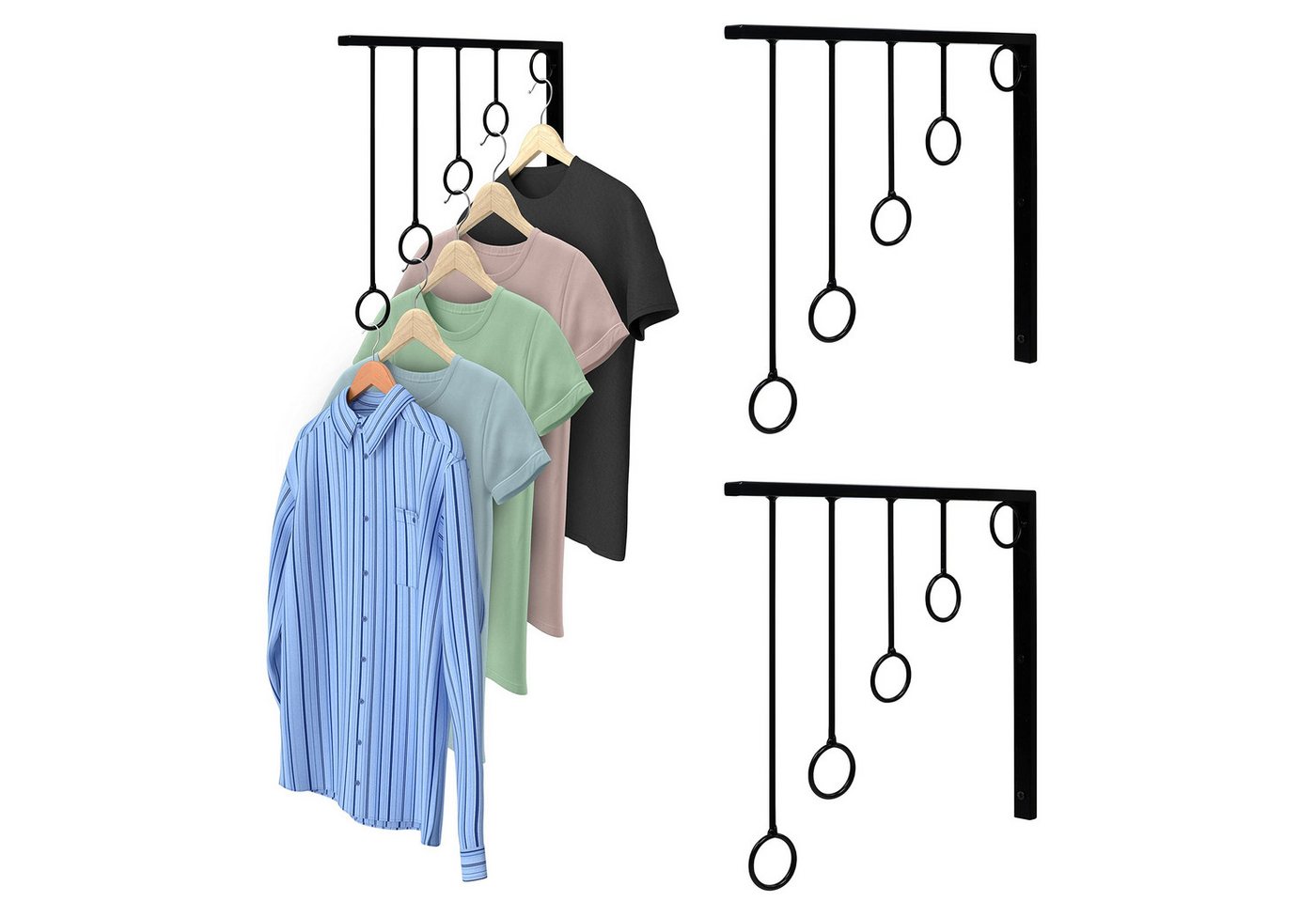 Belle Vous Dekoobjekt Belle Vous (3er Pack) Kleiderstange Wandmontage Garderobe Schwarz (3 St) von Belle Vous