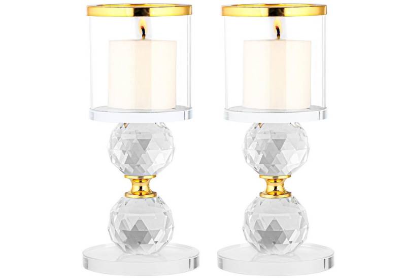 Belle Vous Dekoobjekt Belle Vous 2er Pack Hohe Goldene Kerzenständer aus Glas - H15,5 cm - von Belle Vous