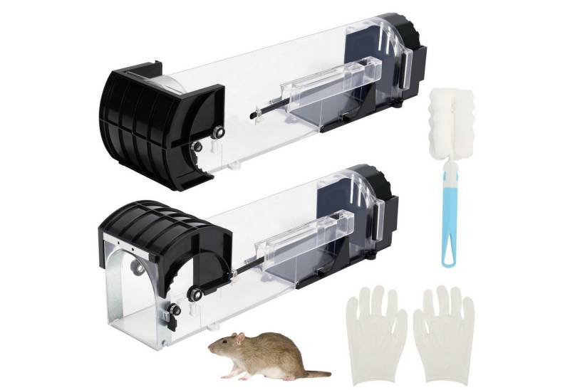Belle Vous Dekoobjekt BELLE VOUS 2er Pack Mausefalle lebend mit Bürste & Handschuhen 32 cm - (2 St) von Belle Vous