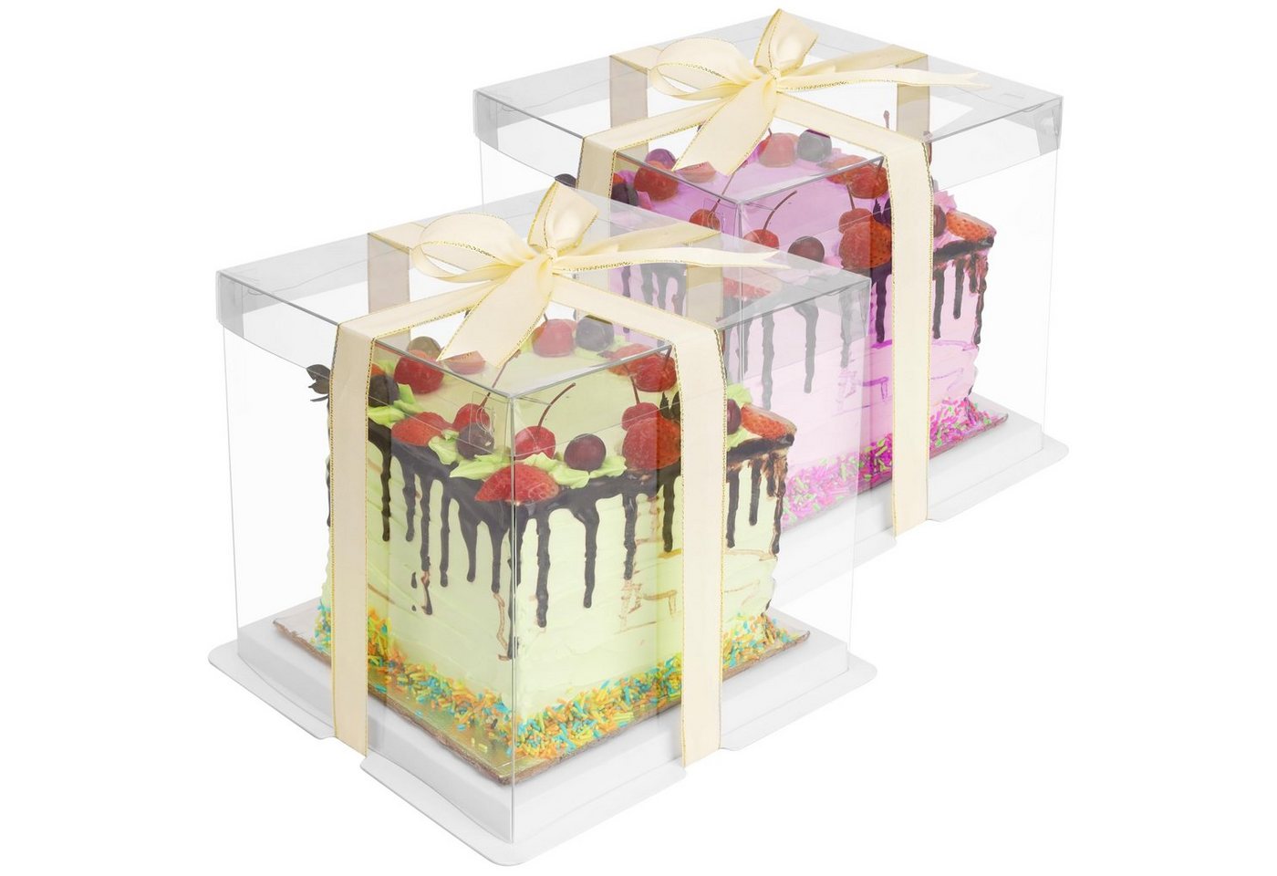 Belle Vous Dekoobjekt BELLE VOUS 2x transparente Kuchen Geschenke Transportbox 6 inch - von Belle Vous