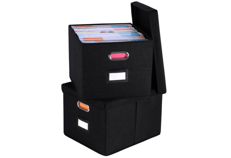 Belle Vous Dekoobjekt Belle Vous Aufbewahrungsbox mit Deckel Stoff 2er Pack - Faltbare (2 St) von Belle Vous