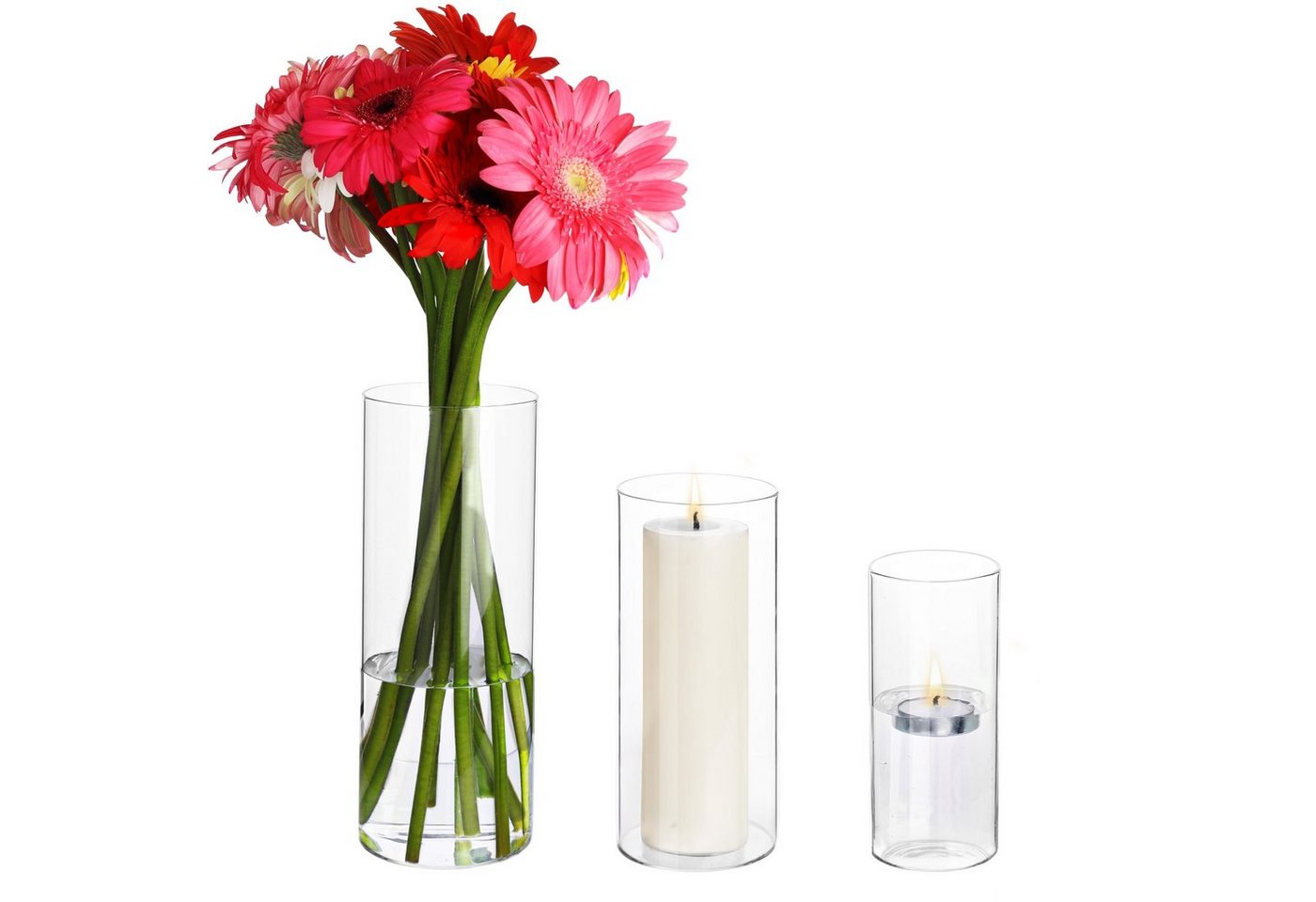 Belle Vous Dekoobjekt Belle Vous Kerzenhalter aus Glas, Zylinder, 3 Größen, transparent von Belle Vous