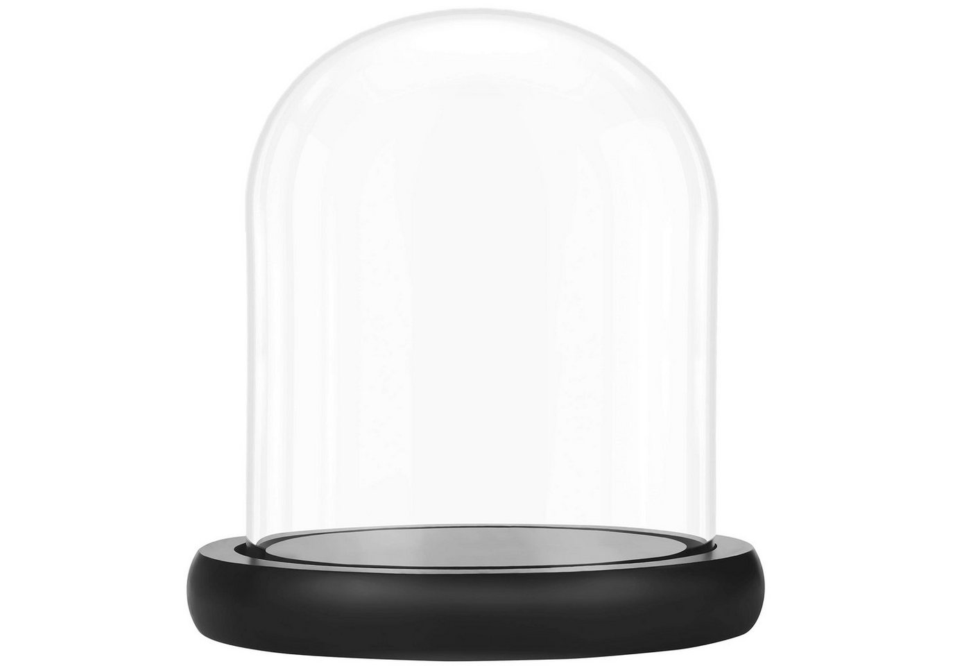Belle Vous Dekoobjekt Black Glass Bell with Plate, 17 cm - Stylish Display, Deko Glasglocke mit Teller, schwarz, 17 cm von Belle Vous