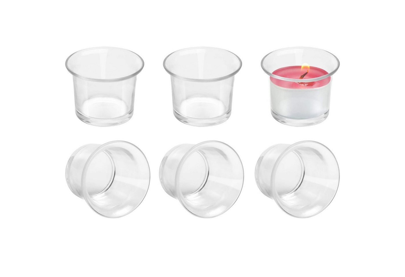 Belle Vous Dekoobjekt Transparent Glass Tealight Holders (6 pcs) - Candle Jars 4.5 x 4.5 cm, Glass Tealight Holders (6 pcs) - 4.5 x 4.5 cm von Belle Vous