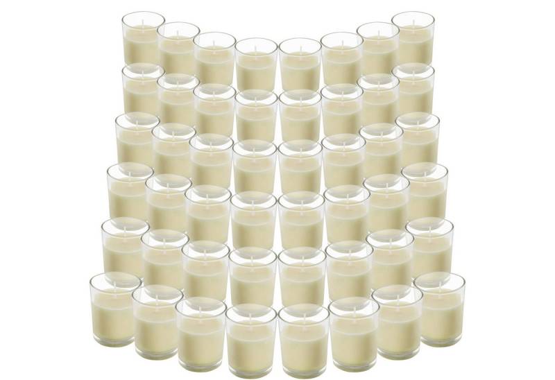 Belle Vous Dekoobjekt Transparente Glasvotivkerzen (48 Stück) - 12 Std. Brenndauer - Weiß (48 St) von Belle Vous