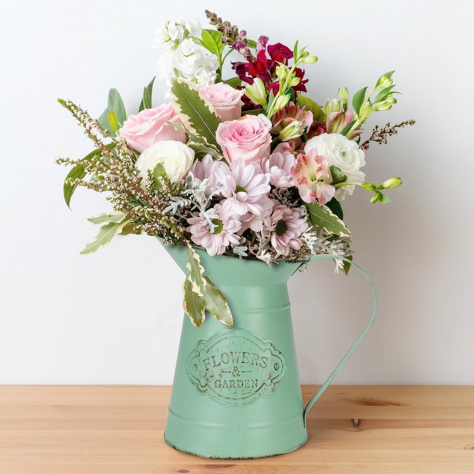 Belle Vous Dekovase Vintage Metal Flower Vase - Decorative Accessory, Olivgrüne Metall Blumenvase im Vintage Stil für Haus & Garten von Belle Vous