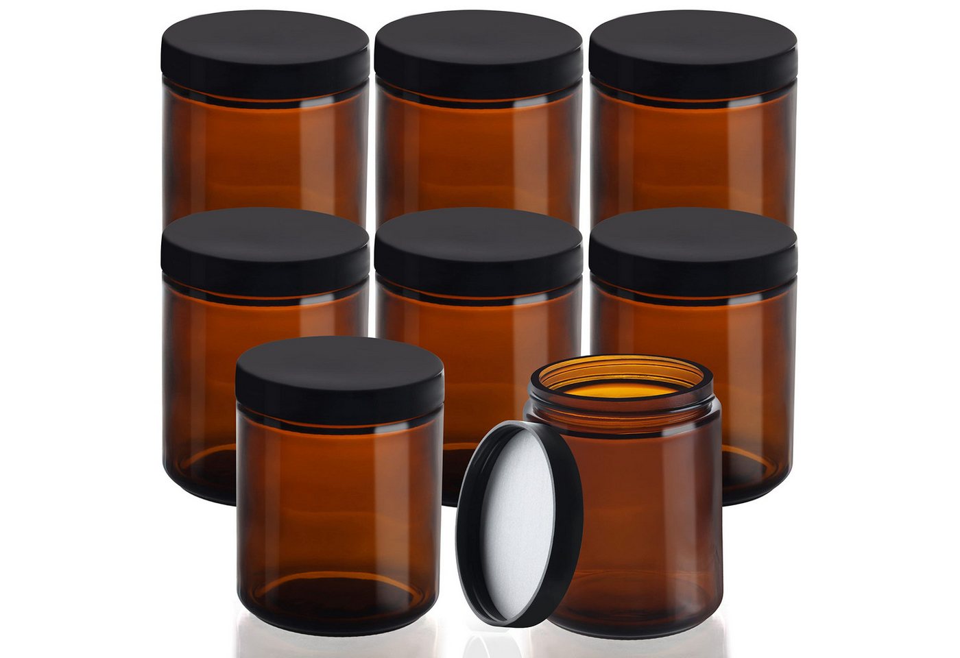 Belle Vous Flachmann 8er Set Braune Glasbehälter mit Deckel 240ml, 8er Pack Braune Glasbehälter mit Deckel 240ml Belle Vous Flachmann 8er Set Braune Glasbehälter mit Deckel 240ml, 8er Pack Braune Glasbehälter mit Deckel 240ml von Belle Vous