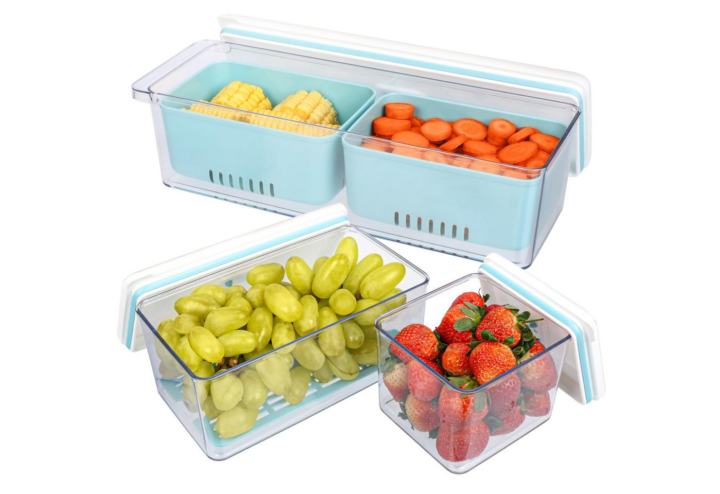 Belle Vous Frischhaltedose Belle Vous 3er-Pack stapelbare Gemüsebox - Obst Aufbewahrung mit, Kunststoff, (3-tlg) Belle Vous Frischhaltedose Belle Vous 3er-Pack stapelbare Gemüsebox - Obst Aufbewahrung mit, Kunststoff, (3-tlg) von Belle Vous