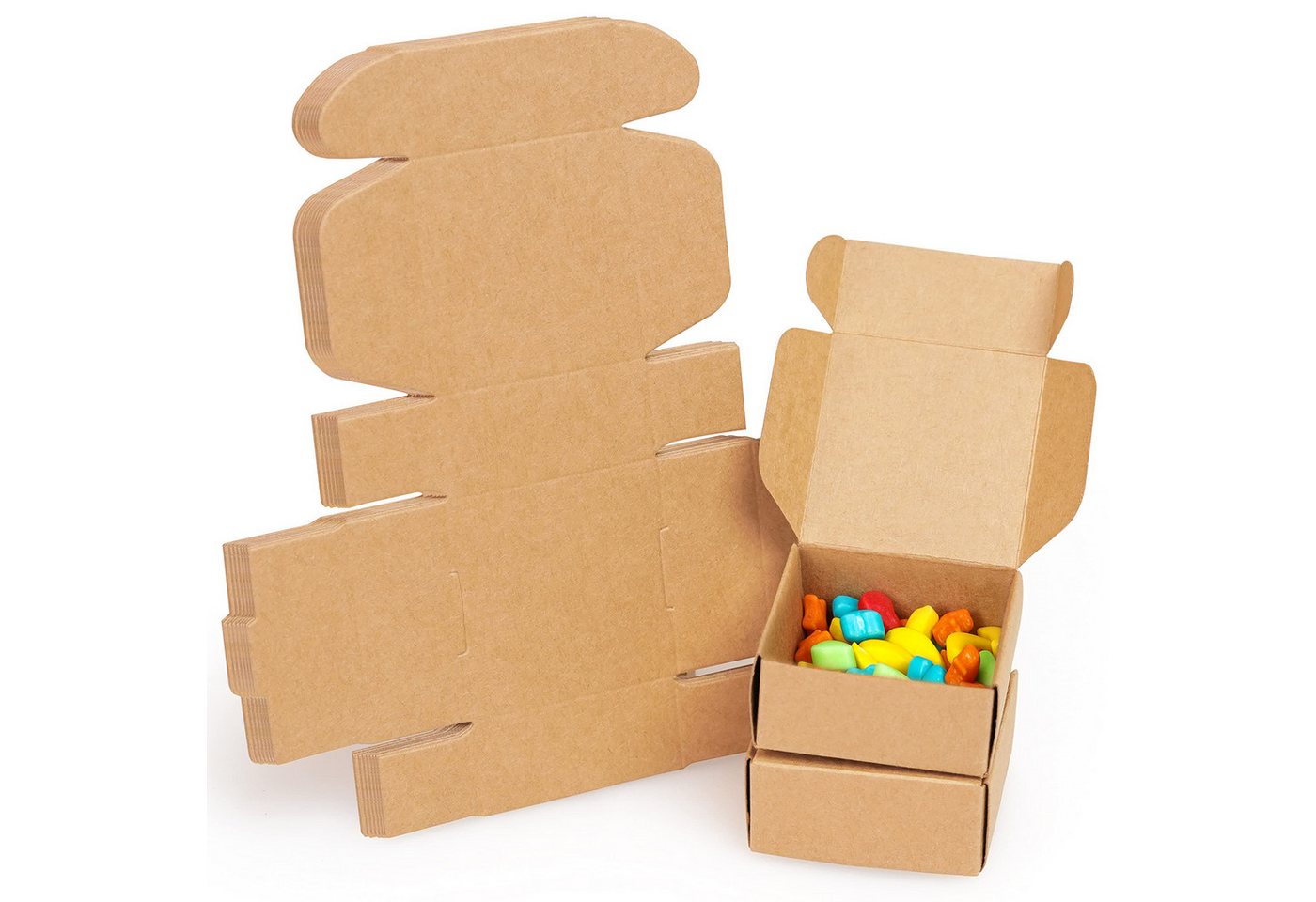 Belle Vous Geschenkbox 50er Pack Geschenkboxen aus braunem Kraftpapier mit Deckel (50 St) von Belle Vous