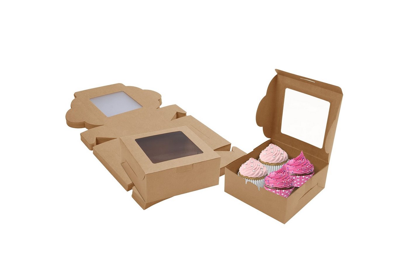 Belle Vous Geschenkbox Braune Kraft Geschenkbox mit Fenster (50 Stück), Brown Kraft Gift Box with Window (50 pcs) von Belle Vous