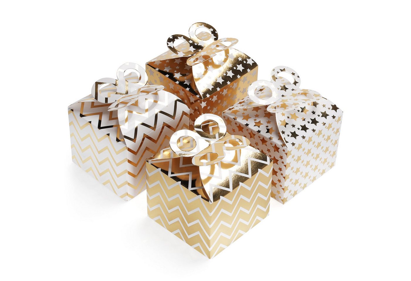 Belle Vous Geschenkbox Goldene Geschenkboxen mit Schleifen - 36er Set für besondere Anlässe (36 St) von Belle Vous