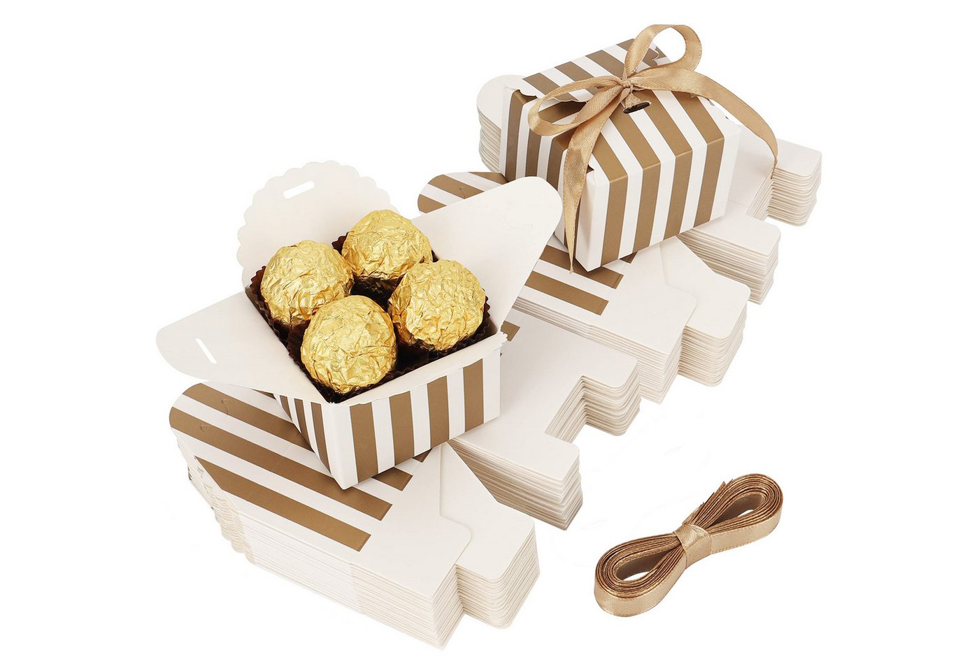 Belle Vous Geschenkbox Karton Geschenkbox Weiß & Gold - 6,5 x 6,5 x 4,5 cm (60 St) von Belle Vous
