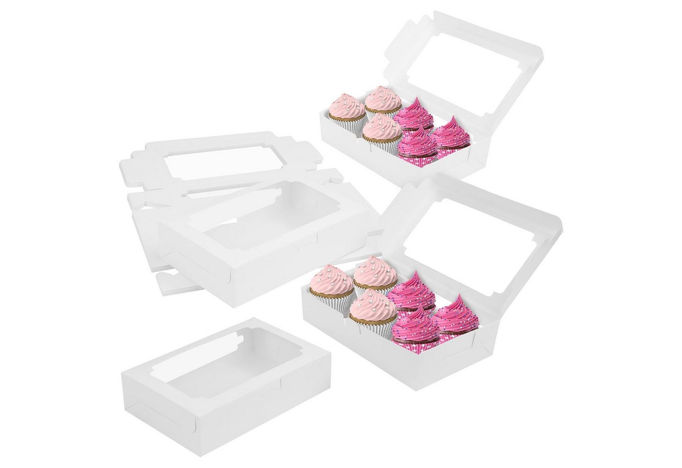 Belle Vous Geschenkbox Kraft-Einwegbox für Desserts - 20er Pack - Weiße Cupcake-Verpackung, Weiße Cupcake-Box - 20er Pack - Kraft-Einwegbox für Desserts von Belle Vous