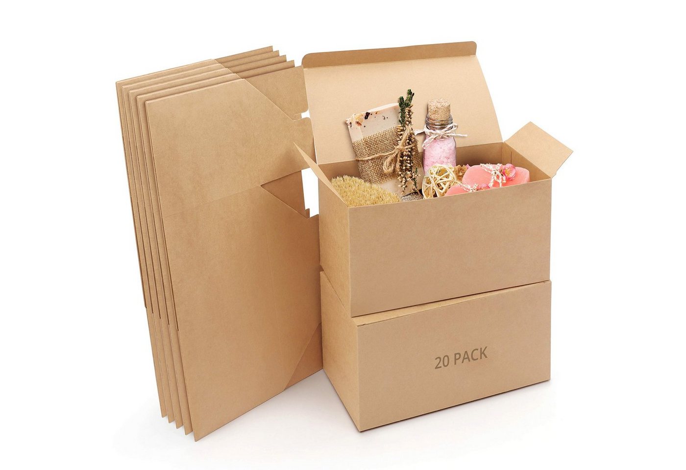 Belle Vous Geschenkbox Geschenkboxen aus Kraftpapier (20 Stück), Kraft Paper Gift Boxes (20 Pack) von Belle Vous