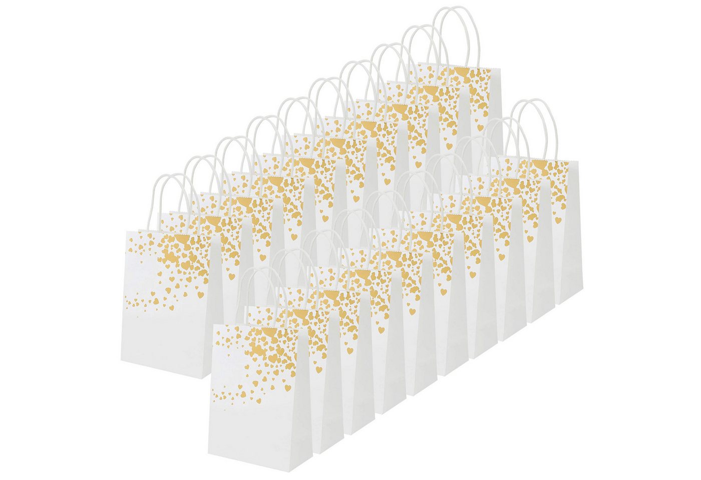 Belle Vous Geschenkbox Papiertüten mit Griff und goldene Herzen (20er Set) (20 St) von Belle Vous