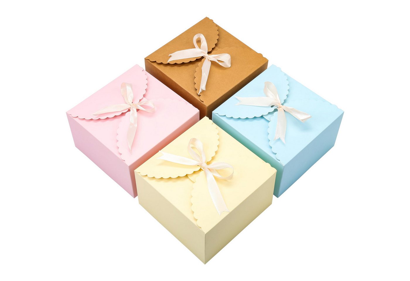 Belle Vous Geschenkbox Pastellfarbene Geschenkboxen mit Wellenmuster und Band (20 Stück) (1 St) von Belle Vous