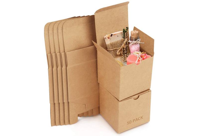 Belle Vous Geschenkbox Belle Vous Geschenkbox aus Kraftpapier, Braun, 50 Stück – Karton mit (50 St) von Belle Vous