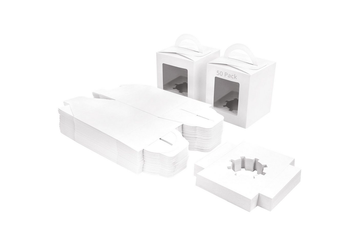 Belle Vous Geschenkbox Weiße Karton Geschenkboxen mit Fenster und Griff (50 Stück), White Cardboard Gift Boxes with Window and Handle (50 pcs) von Belle Vous