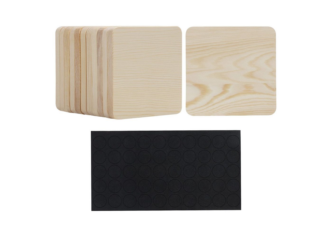 Belle Vous Getränkeuntersetzer Holzplatten zum Selbermachen (12er-Pack) - 9,3x9,3cm, 1-tlg., DIY Wood Boards (12-Pack) - 9.3x9.3cm von Belle Vous