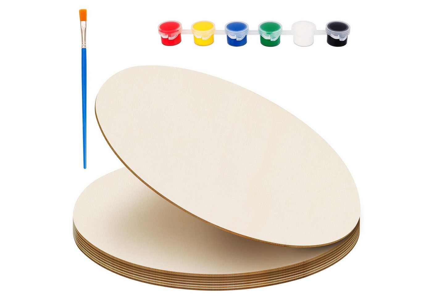 Belle Vous Kantholz Belle Vous 8 Pack of Unfinished Blank Wood Circles with Paint &, (8-tlg) von Belle Vous