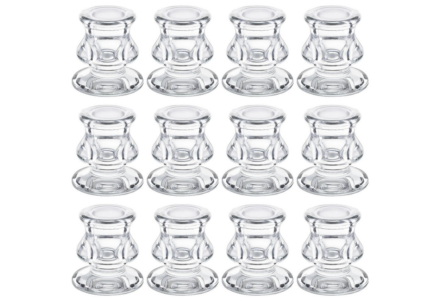 Belle Vous Kerzenständer Belle Vous (12er Pack) Klares Kerzenständer Glas Set - Elegantes (12 St) von Belle Vous