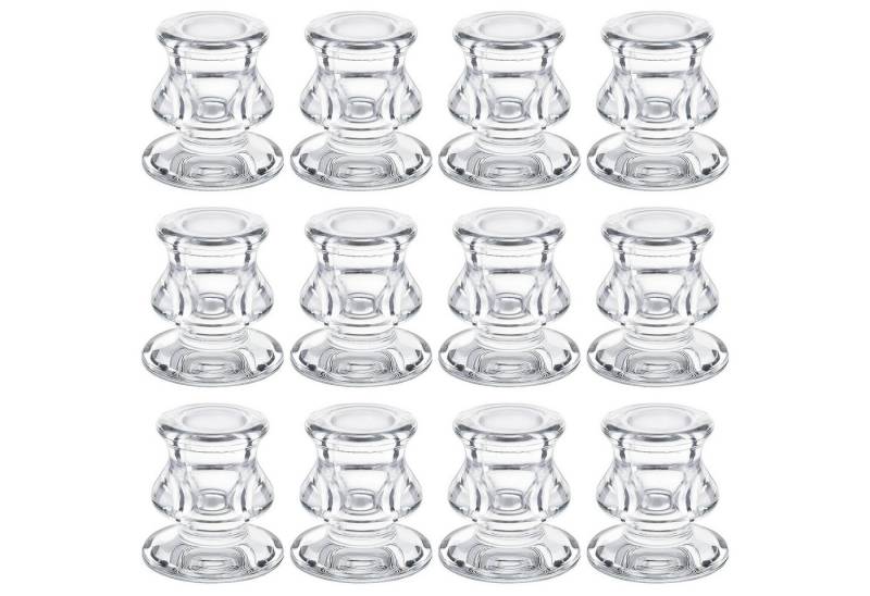 Belle Vous Kerzenständer Belle Vous (12er Pack) Klares Kerzenständer Glas Set - Elegantes (12 St) von Belle Vous