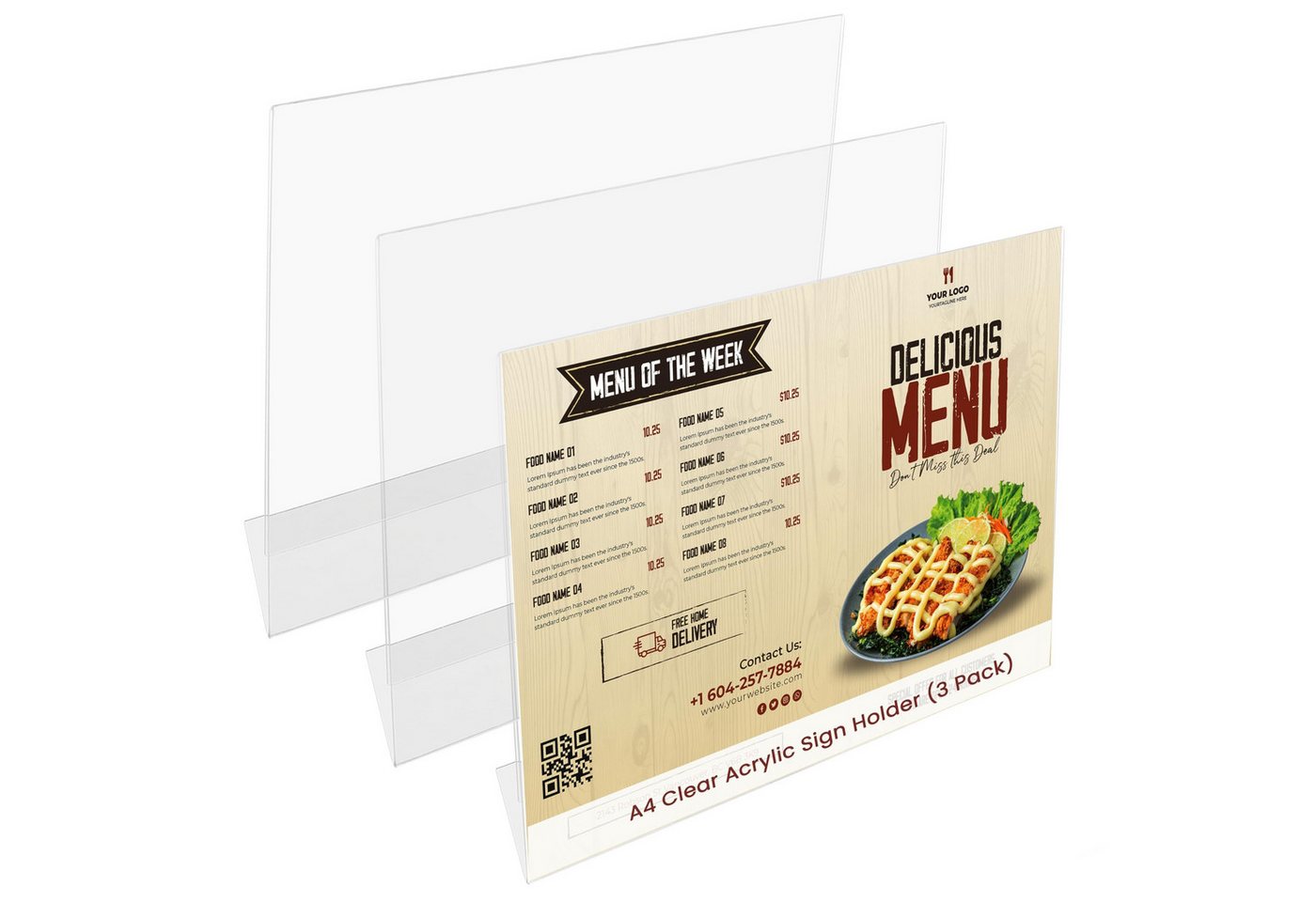 Belle Vous Magnettafel Acryl Tischständer A4 (3er Set) für Speisekarten, Werbung & Prospekte, (3-tlg) von Belle Vous
