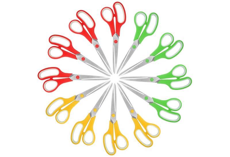 Belle Vous Papierscheren 12er Pack Haushaltsscheren: 21cm Edelstahl, 12er Pack Haushaltsschere: 21cm Edelstahl von Belle Vous