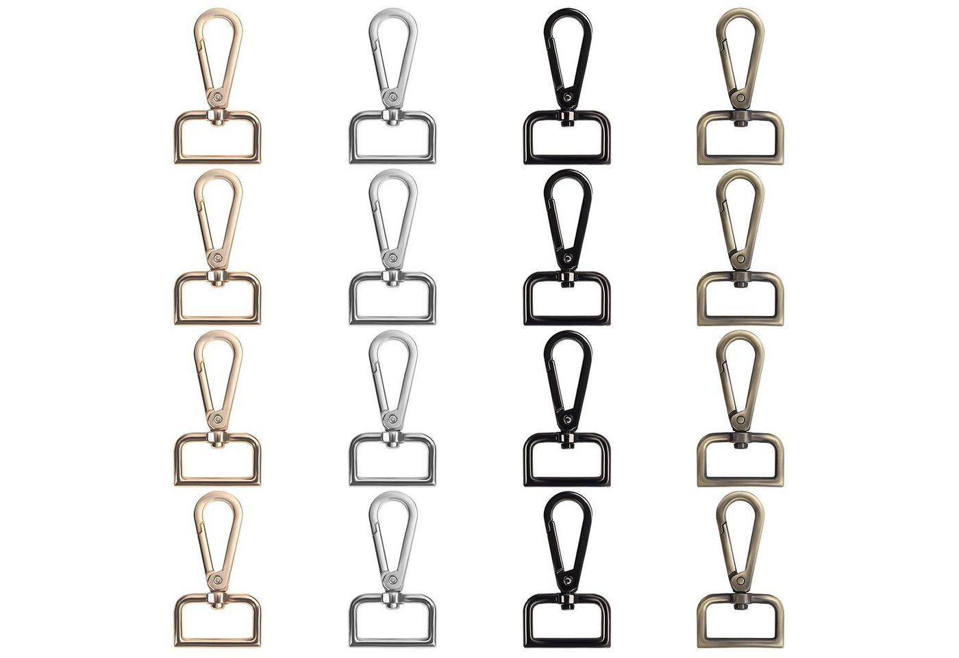 Belle Vous Rundstahlkette Metal Keychain Hooks with D-Ring (16-Pack), Metall, Metal Keychain Hook with D Ring (16 Pack) von Belle Vous