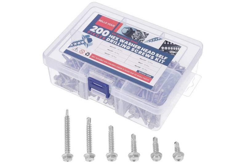 Belle Vous Schrauben- und Dübel-Set 200 Stück M8 Rostfreie Selbstbohrende TEK Schrauben aus Edelstahl, (200 St) von Belle Vous
