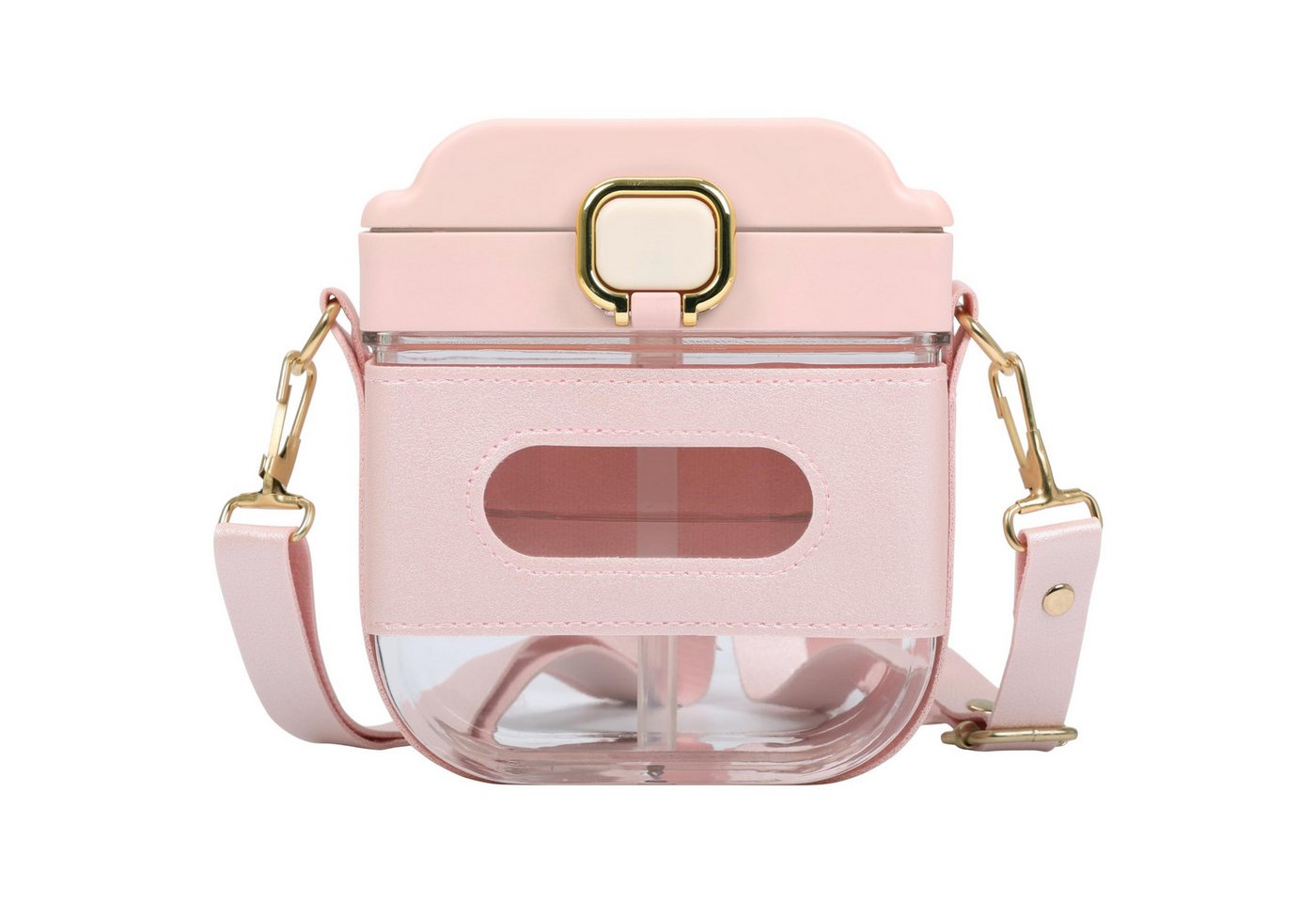 Belle Vous Trinkflasche BELLE VOUS Rosa Quadratische Trinkflasche mit Strohhalm & Belle Vous Trinkflasche BELLE VOUS Rosa Quadratische Trinkflasche mit Strohhalm & von Belle Vous