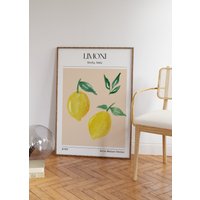 Zitronen Poster, Limoni Obst Markt Wandkunst, A4 Print Gemälde Abstrakte Kunst, Exklusiv, Zeichnung Zitronen Küche Sizilien Italien Exclusive Eco von BelleMaisonArtPrints