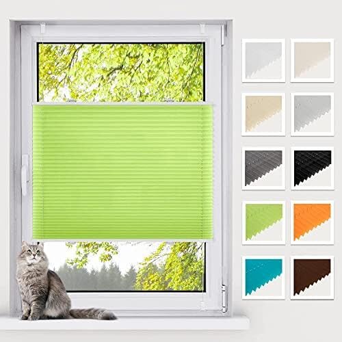 BelleMax Plissee ohne Bohren Klemmfix, Grün 90x130cm(BxH), Easyfix lichtdurchlässig Sichtschutz und Sonnenschutz, Jalousie Plisseerollo mit Klemmträger, Faltrollo für Fenster & Tür von BelleMax