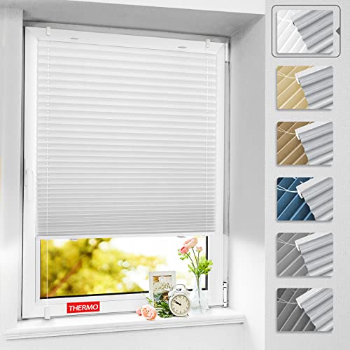 BelleMax Plissee ohne Bohren Verdunkelung, Thermo Plisseerollo Klemmfix, Weiß 50x90 cm (BxH), Verdunklungsplissee 100% lichtundurchlässig für Fenster, Blickdicht Sichtschutz Sonnenschutz von BelleMax