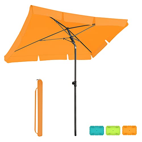 BelleMax Sonnenschirm Balkon Rechteckig 200 × 125 cm Orange, Balkonschirm mit UV-Schutzfaktor 50+, Neigbar und Höhenverstellbar, Ideal Als Gartenschirm oder Terrassenschirm von BelleMax