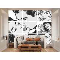 Schwarz & Weiß, Farbe Pop Art Wandbild, Selbstklebende Tapete, Schälen Und Aufkleben, Temporäre Wandkunst von BelleimpressionFinds