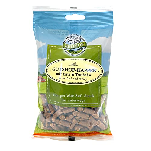 Bellfor Gutshof-Happen getreidefreie Soft-Snack für Hunde mit hoher Verdaulichkeit ohne tierische Nebenerzeugnisse 200 g (Ente & Truthahn) von Bellfor