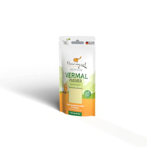 I Love My Cat Vermal-Pulver für Katzen: Hochwertige Nahrungsergänzung gegen Giardien, Darmparasiten und Verdauungsstörungen, natürlich und effektiv, 35 g. von I love my cat NATURAL CAT FOOD