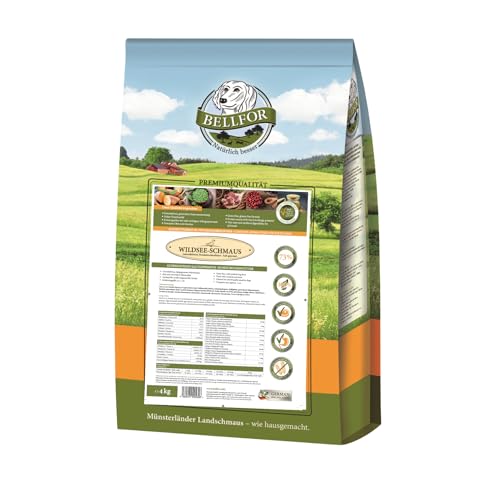 Bellfor Wildsee-Schmaus Hochwertiges Getreidefreies Hundetrockenfutter mit Ente mit hoher Verdaulichkeit ohne tierische Nebenerzeugnisse (4 kg) - Hundefutter mit hohem Fleischanteil. von Bellfor