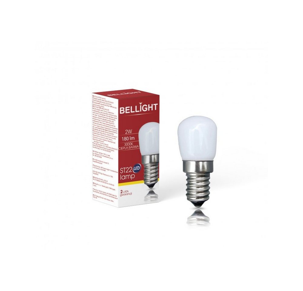 Bellight LED-Leuchtmittel LED E14 T22 2W = 20W Kühlschranklampe 180lm matt 200° Warmweiß 3000K, E14, Warmweiß von Bellight