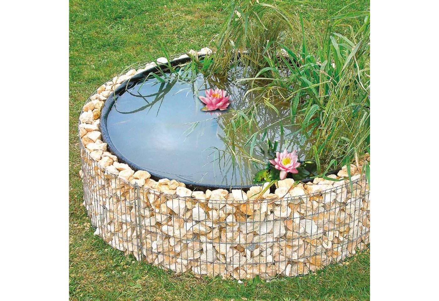 Bellissa Hochteich bellissa 95577 Hochteich rund Ø 146/126 cm Gartenteich Gabione von Bellissa