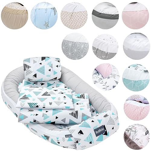 5tlg. Kuschelnest-Set inkl. Babynest 60x90 , Arm Stillkissen, Baby Matratze 30x70 cm, Baby Decke Neugeborenen 50x75 cm, Babykissen Neugeborene, Baby Erstausstattung aus 100% Baumwolle von Bellochi Growing in style