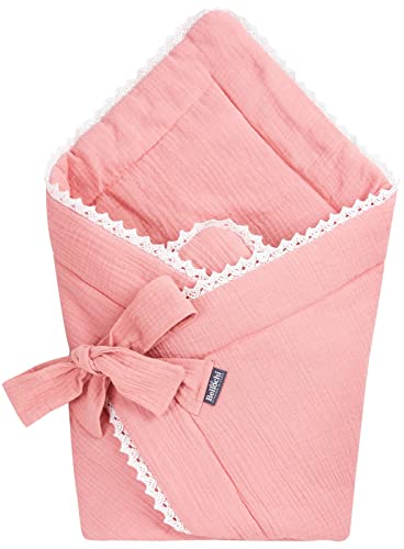 Bellochi 2in1 Baby Einschlagdecke Babyhörnchen - 75 x 75 cm - 100% Musselin Wickeldecke - für Kinderwagen, Babybett oder Kindersitz - Ganzjährig - ÖKO-TEX Zertifiziert (Cuddly Muslin Pink)… von Bellochi Growing in style