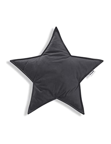 Bellochi Dekorative Kissen mit Antiallergische Füllung - Kuschelkissen - Zierkissen- aus Samt - Kinderkissen in Form Stern - Dunkles Graphit von Bellochi Growing in style