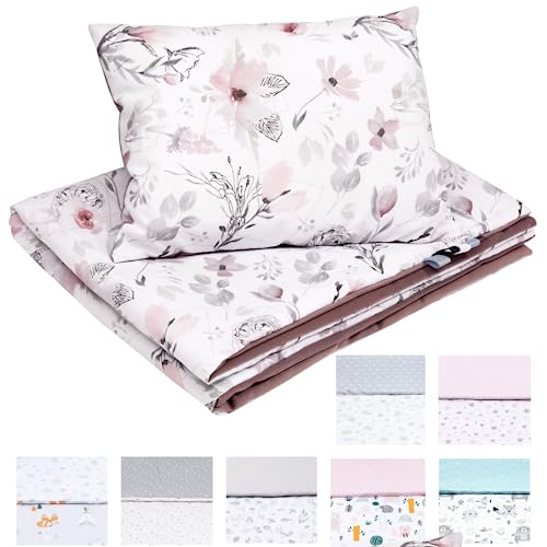 Bellochi Multifunktional Baby Decke Set - Doppelseitig Baby Bettwäsche 75x100 cm und Kissen 30x40cm - aus 100% Baumwolle - Choco Fantasy von Bellochi Growing in style